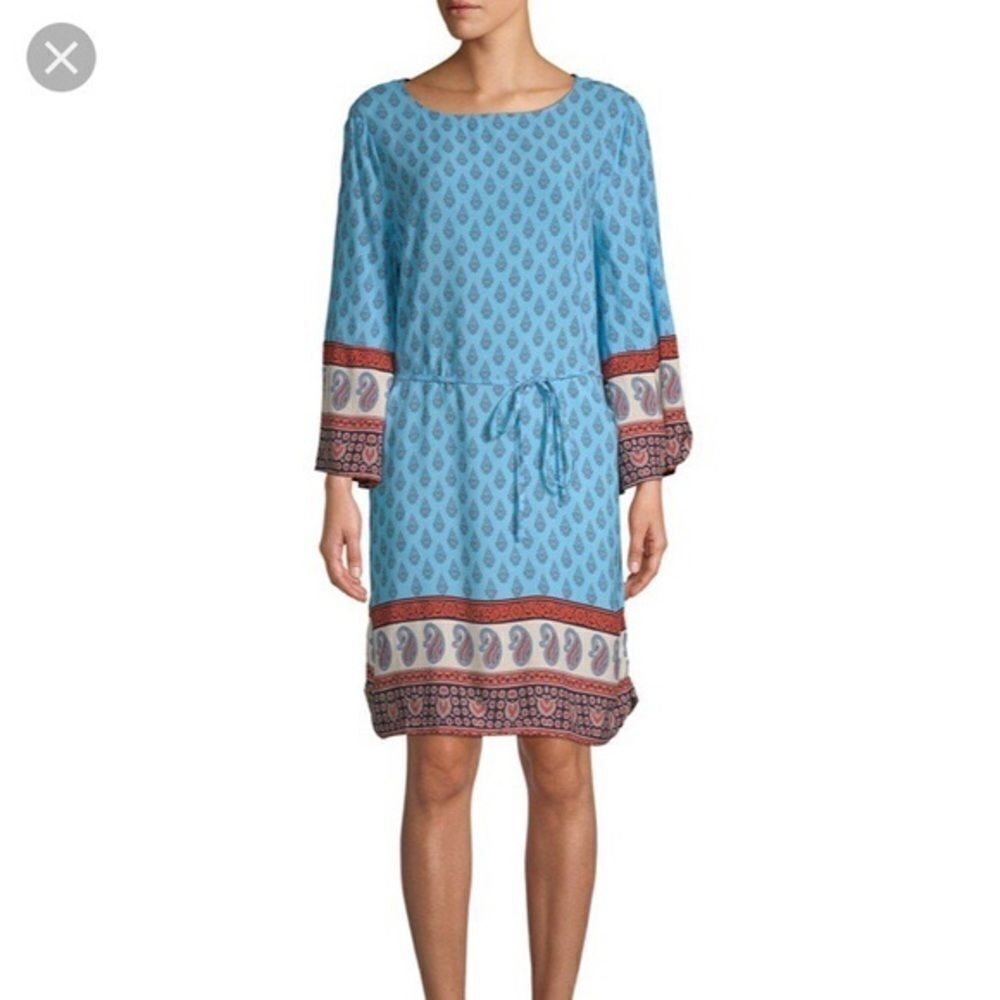 BeachLunchLounge Turquoise Boho Tunic Shift Dress Womens XS